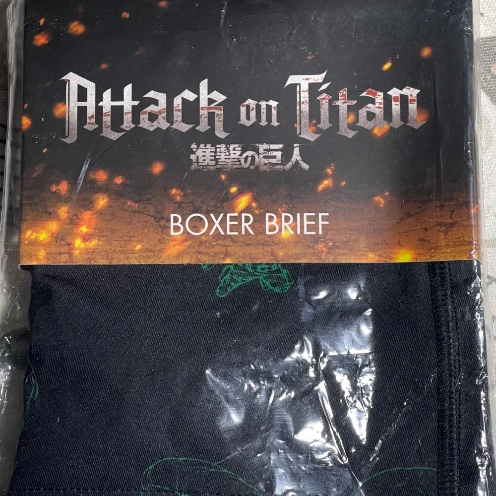 Attack on‎ Titan mens boxer brief black green anime graphic size small